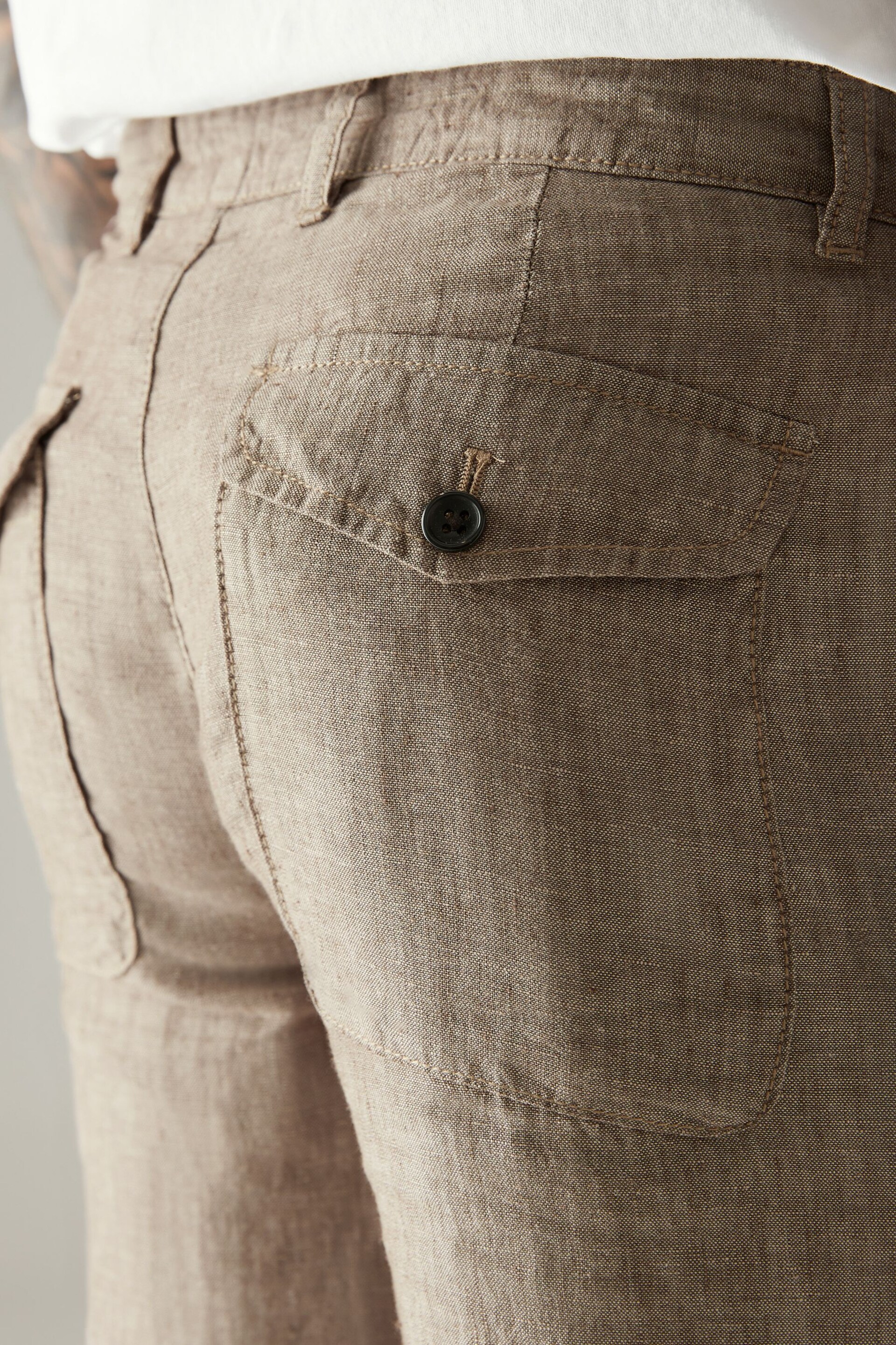 Neutral 100% Linen Drawstring Trousers - Image 5 of 7