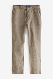 Neutral 100% Linen Drawstring Trousers - Image 6 of 7