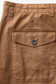 Rust Brown 100% Linen Drawstring Trousers - Image 10 of 10