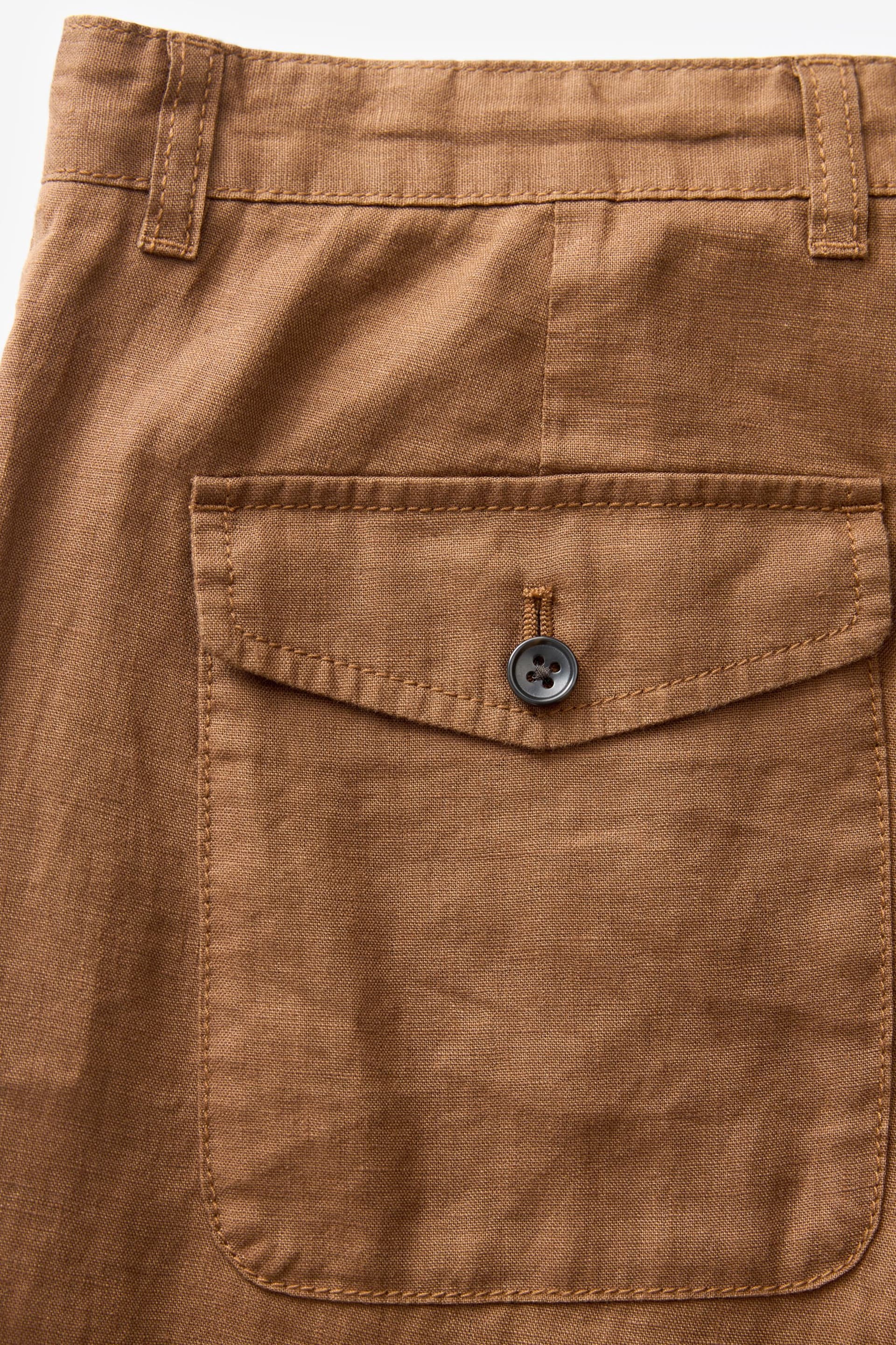 Rust Brown 100% Linen Drawstring Trousers - Image 10 of 10