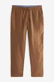 Rust Brown 100% Linen Drawstring Trousers - Image 7 of 10