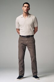 Mushroom Brown Slim Fit Textured Belted Trousers - Image 2 of 11