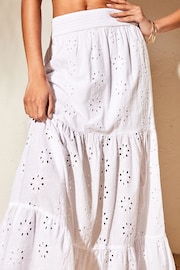 Lipsy White Broderie Petite Tiered Maxi Skirt - Image 4 of 4