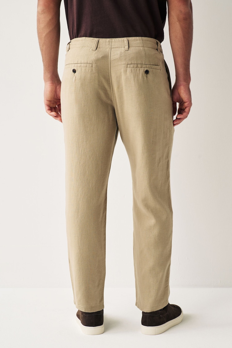 Stone Natural Linen Viscose Drawstring Trousers - Image 2 of 10