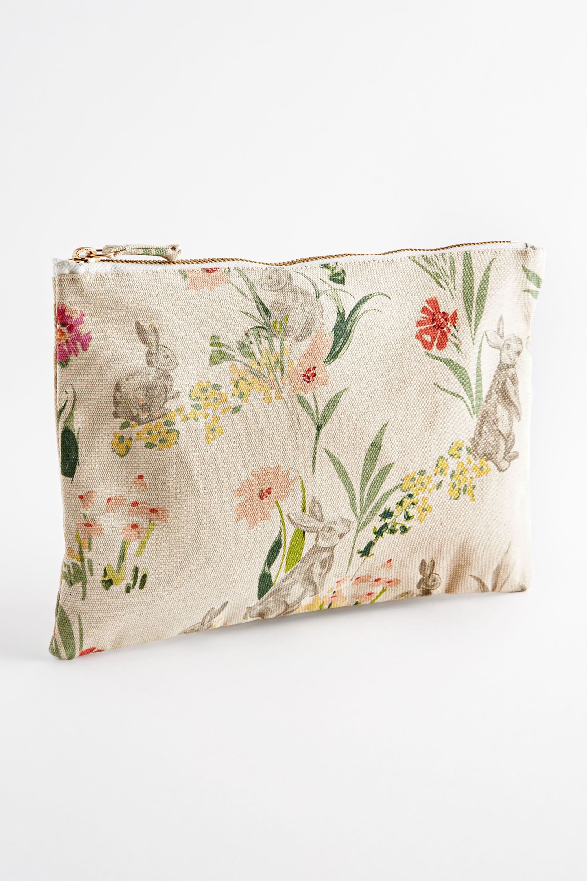 Bunny Print Cotton Canvas Zip Pouch - Image 1 of 5