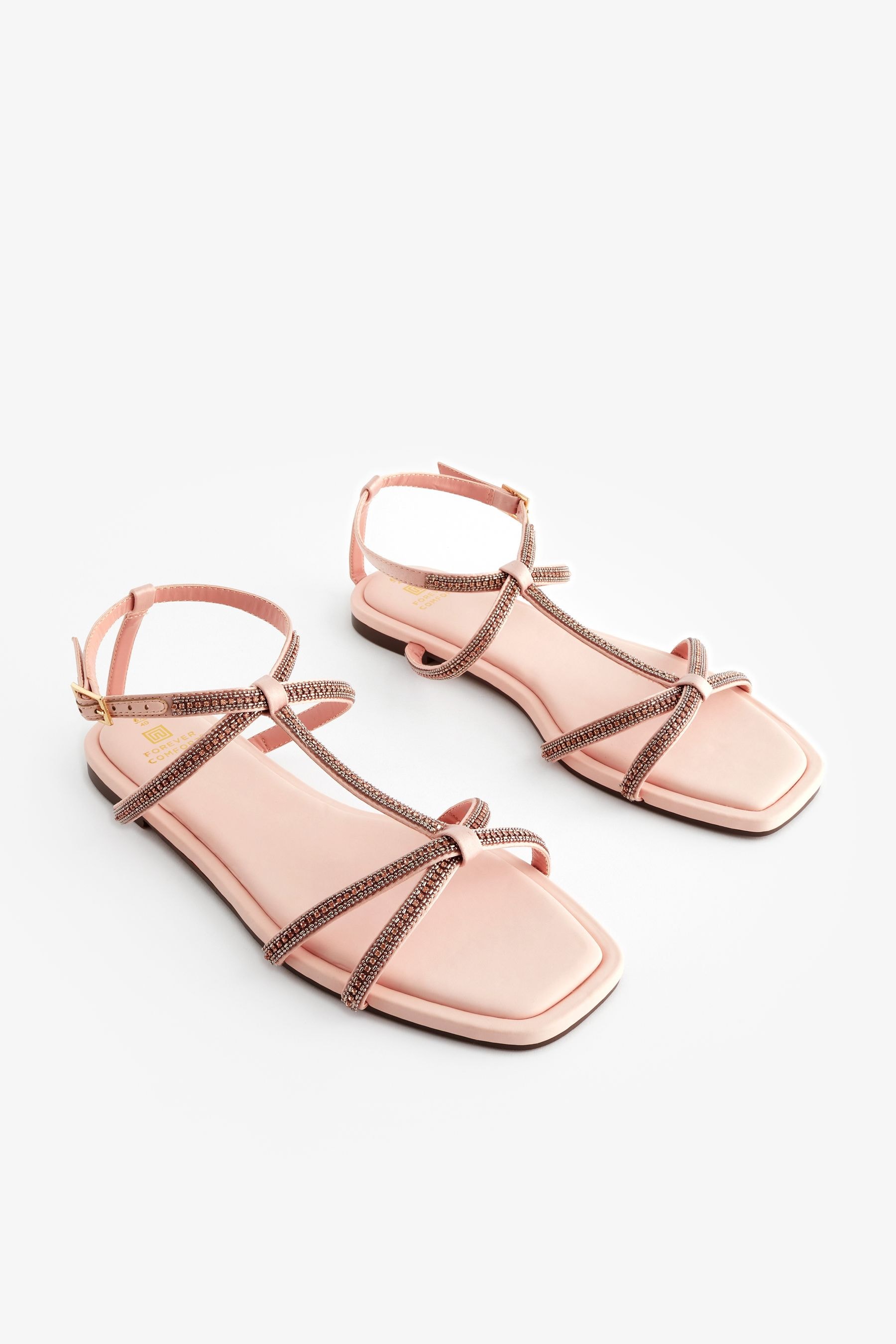 Buy Pale Pink Forever Comfort Embellished Strappy Sandals from Next United Arab Emirates