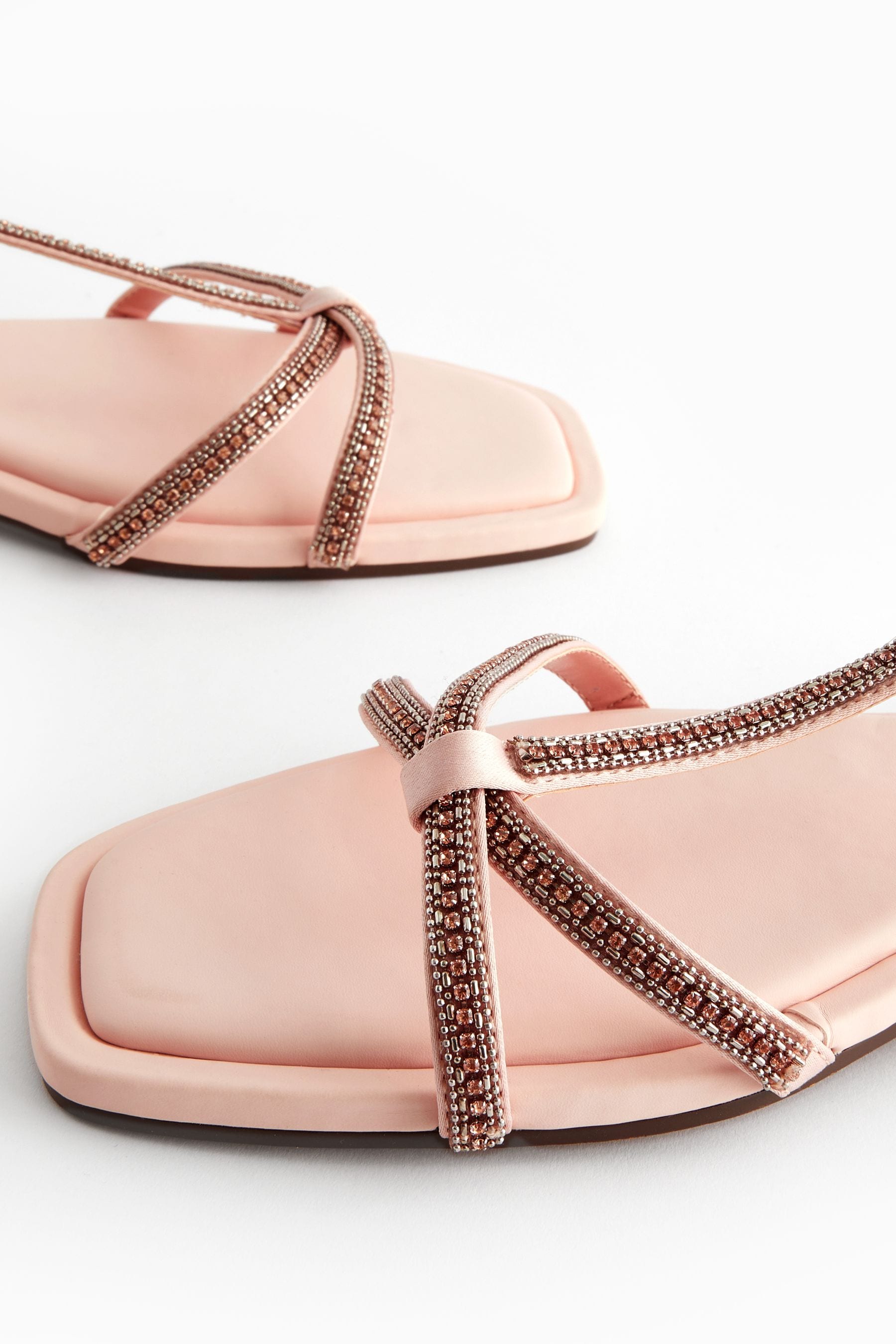 Buy Pale Pink Forever Comfort Embellished Strappy Sandals from Next Lithuania