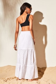 Lipsy White Broderie Tiered Maxi Skirt - Image 2 of 4