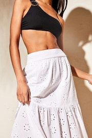 Lipsy White Broderie Tiered Maxi Skirt - Image 3 of 4