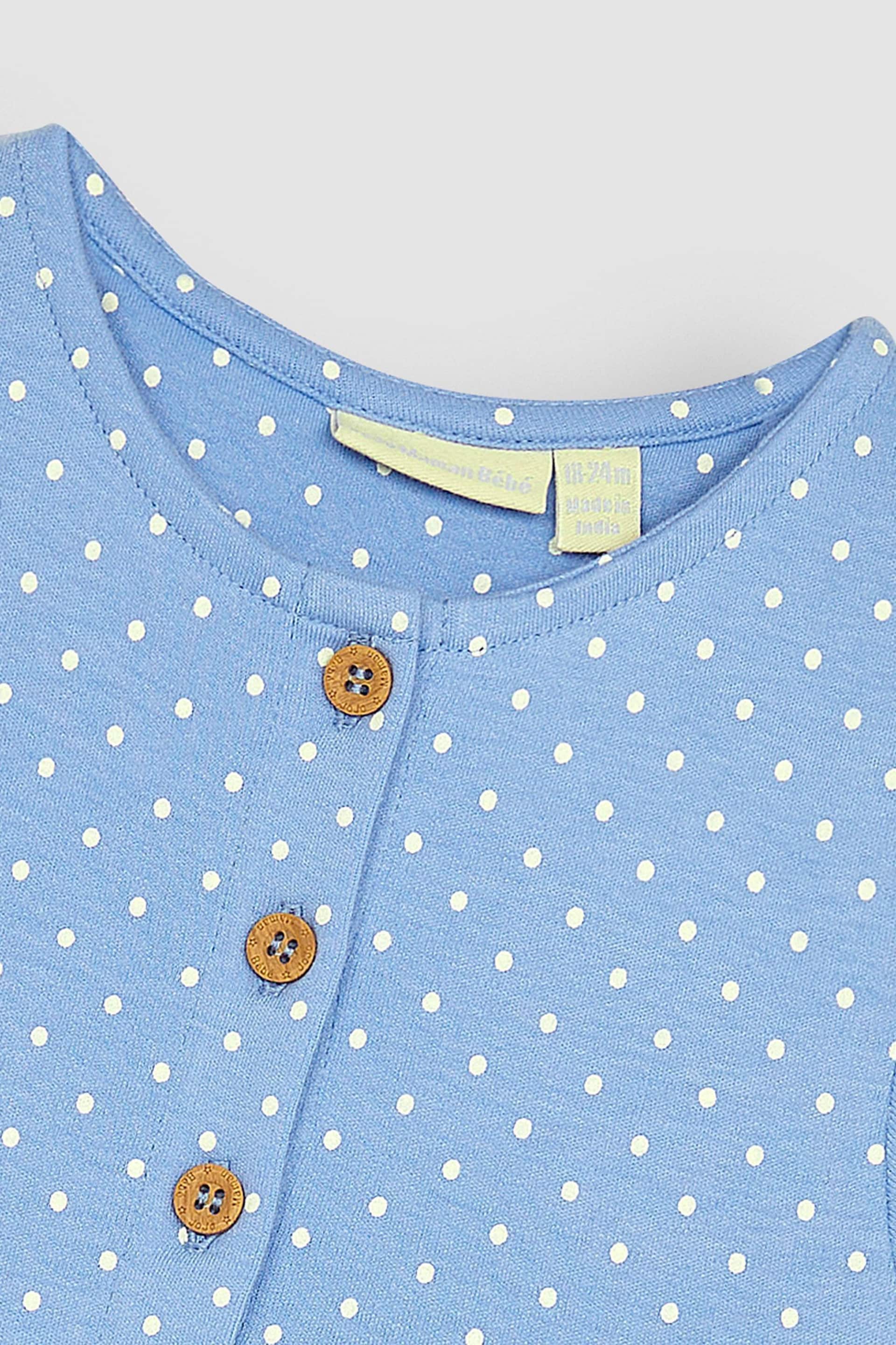 JoJo Maman Bébé Blue Guinea Pig & Duck Spot Appliqué Button Front Jersey Dress - Image 2 of 3
