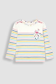 JoJo Maman Bébé Rainbow Flamingo Pocket Breton Top - Image 1 of 3