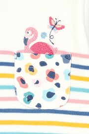 JoJo Maman Bébé Rainbow Flamingo Pocket Breton Top - Image 3 of 3