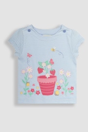 JoJo Maman Bébé Blue Strawberry Appliqué T-Shirt - Image 1 of 3