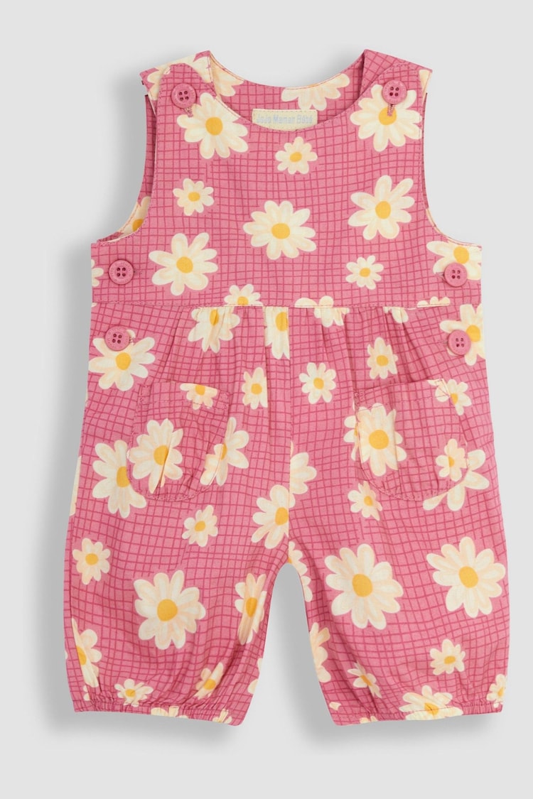 JoJo Maman Bébé Coral Pink Daisy Floral Dungarees - Image 1 of 3