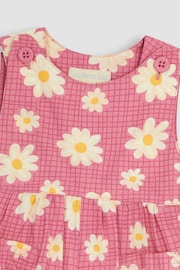 JoJo Maman Bébé Coral Pink Daisy Floral Dungarees - Image 3 of 3