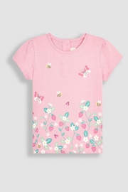 JoJo Maman Bébé Pink Strawberry Garden & Yellow 2-Pack T-Shirts - Image 2 of 3