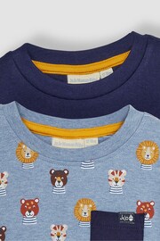 JoJo Maman Bébé Blue Safari Cats 2-Pack Pocket T-Shirts - Image 4 of 4