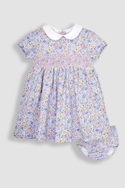 JoJo Maman Bébé Lilac Ditsy Floral Smocked Jersey Dress - Image 1 of 4