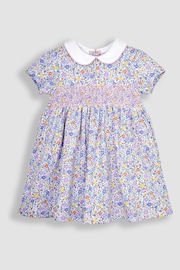 JoJo Maman Bébé Lilac Ditsy Floral Smocked Jersey Dress - Image 2 of 4