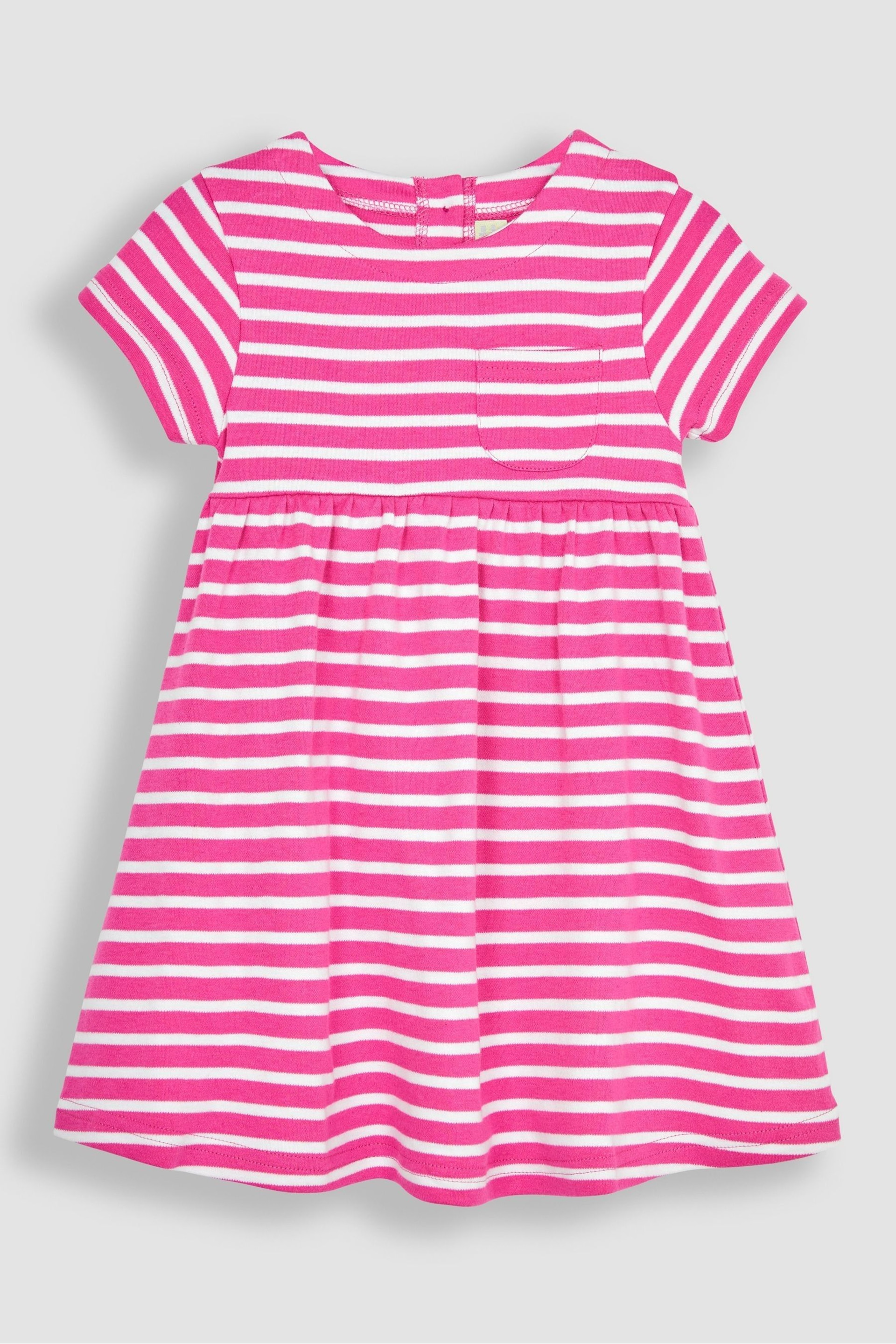 JoJo Maman Bébé Pink Classic Stripe Jersey Dress - Image 1 of 3