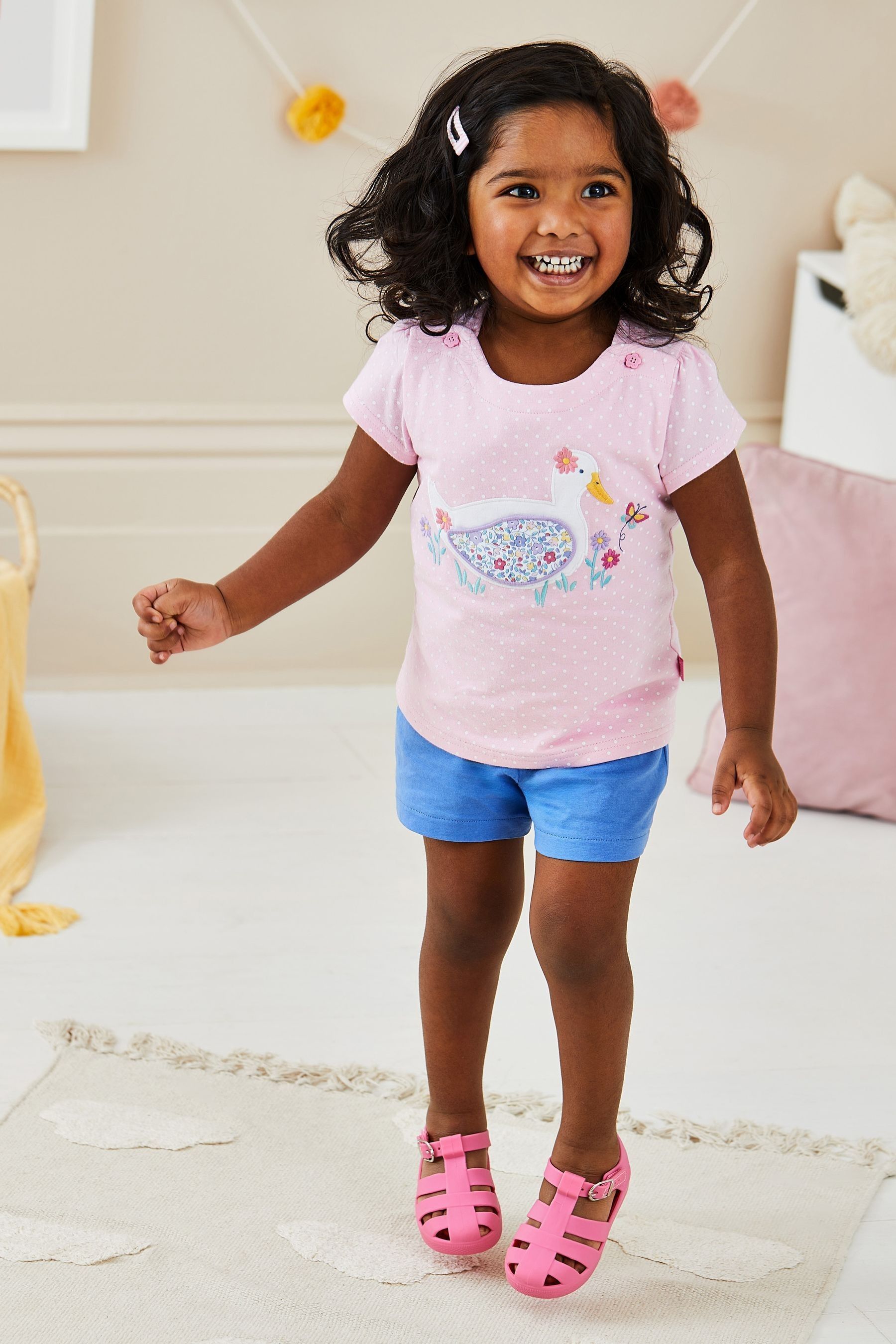 Buy JoJo Maman Bebe Pink Duck Applique T Shirt from Next Luxembourg