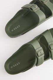 Khaki Green EVA Double Strap Flat Slider Sandals With Adjustable Buckles - Image 4 of 5