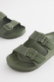 Khaki Green EVA Double Strap Flat Slider Sandals With Adjustable Buckles - Image 5 of 5