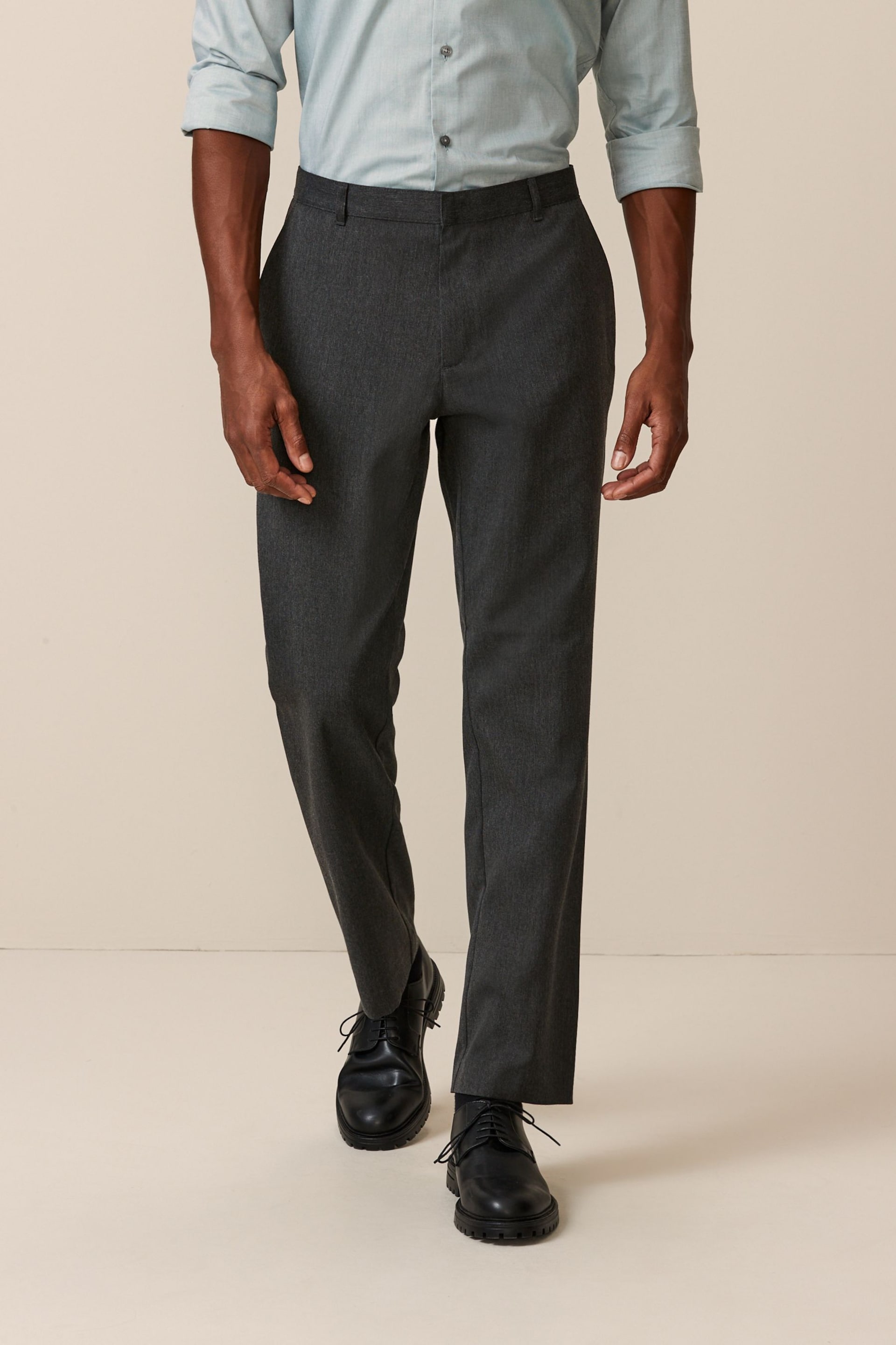 Grey Plain Front Smart Trousers - Image 1 of 9