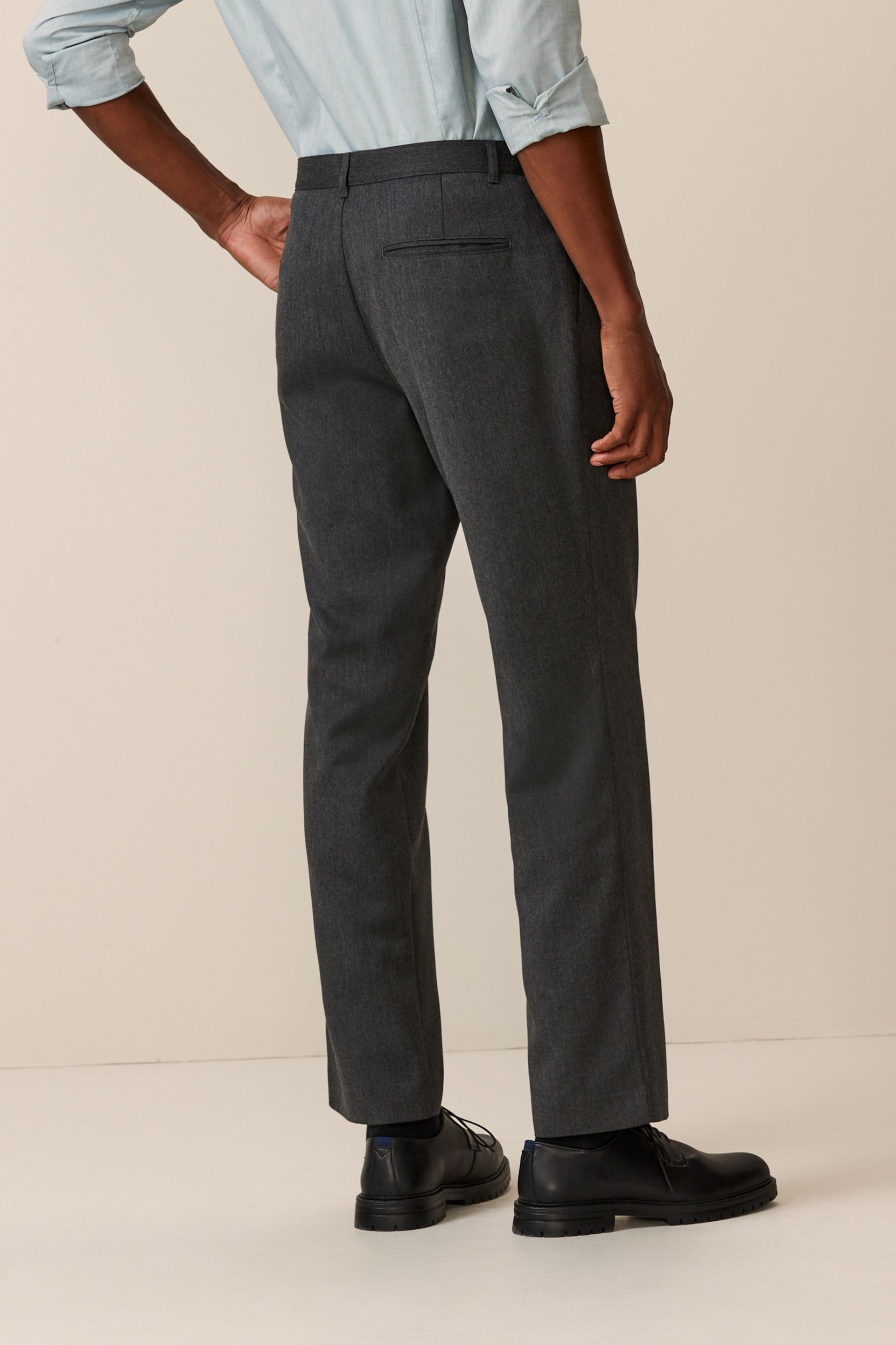 Grey Plain Front Smart Trousers - Image 3 of 9