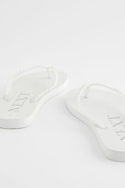 White Pearlised Plaited Flip Flops - Image 3 of 5