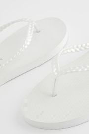 White Pearlised Plaited Flip Flops - Image 5 of 5