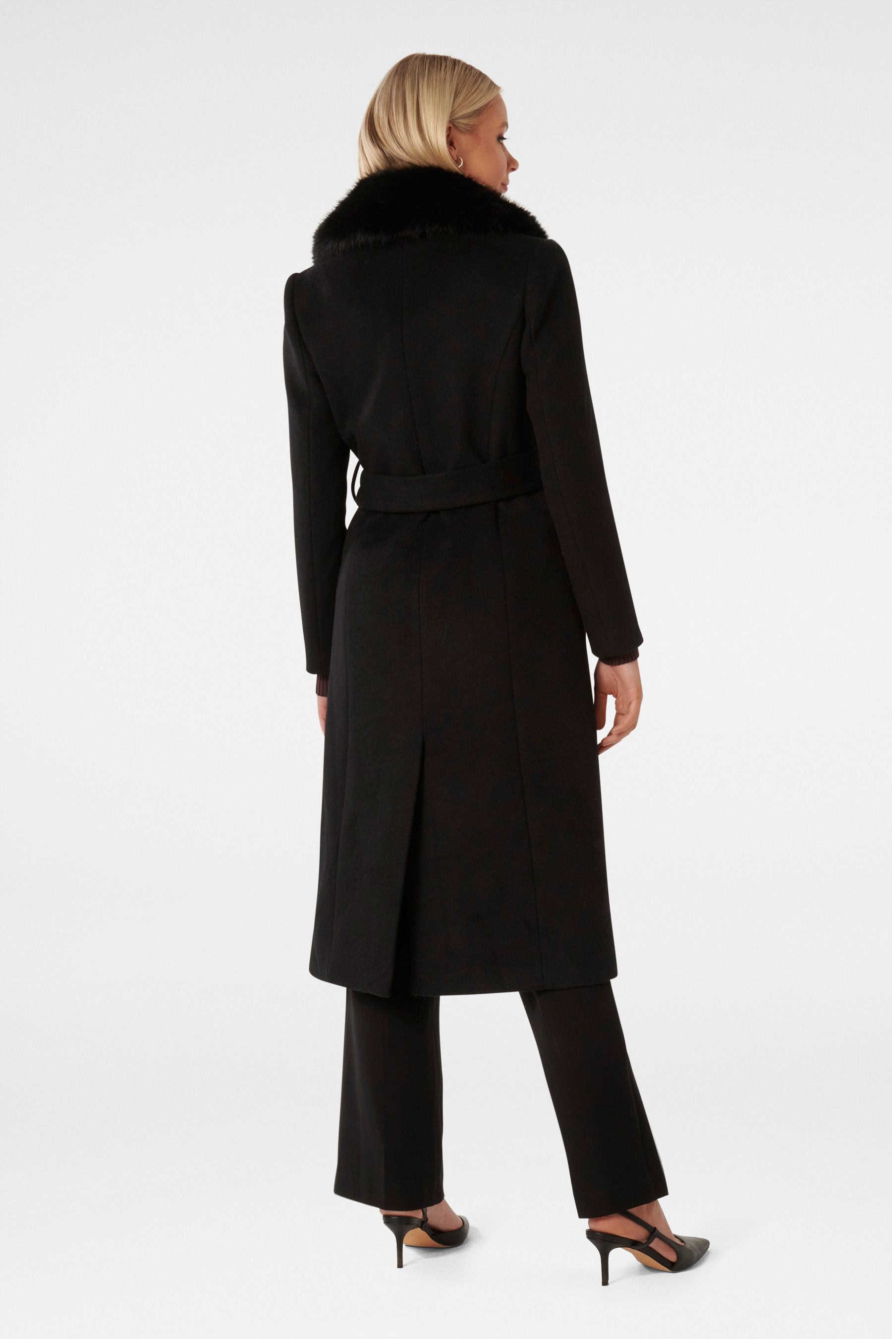 Buy Forever New Black Frankie Faux Fur Collar Coat from Next Luxembourg