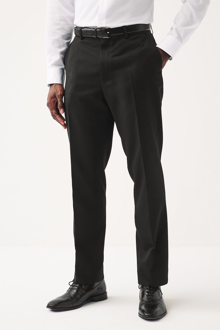 Black Regular Fit Plain Front Smart Trousers - Image 1 of 9