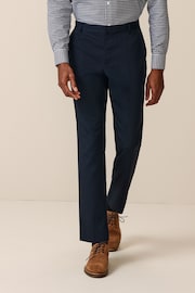 Navy Slim Fit Plain Front Smart Trousers - Image 1 of 10