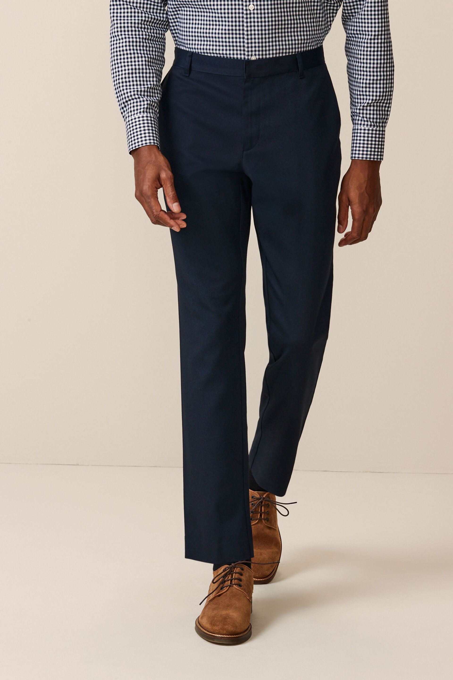 Navy Slim Plain Front Smart Trousers - Image 1 of 9