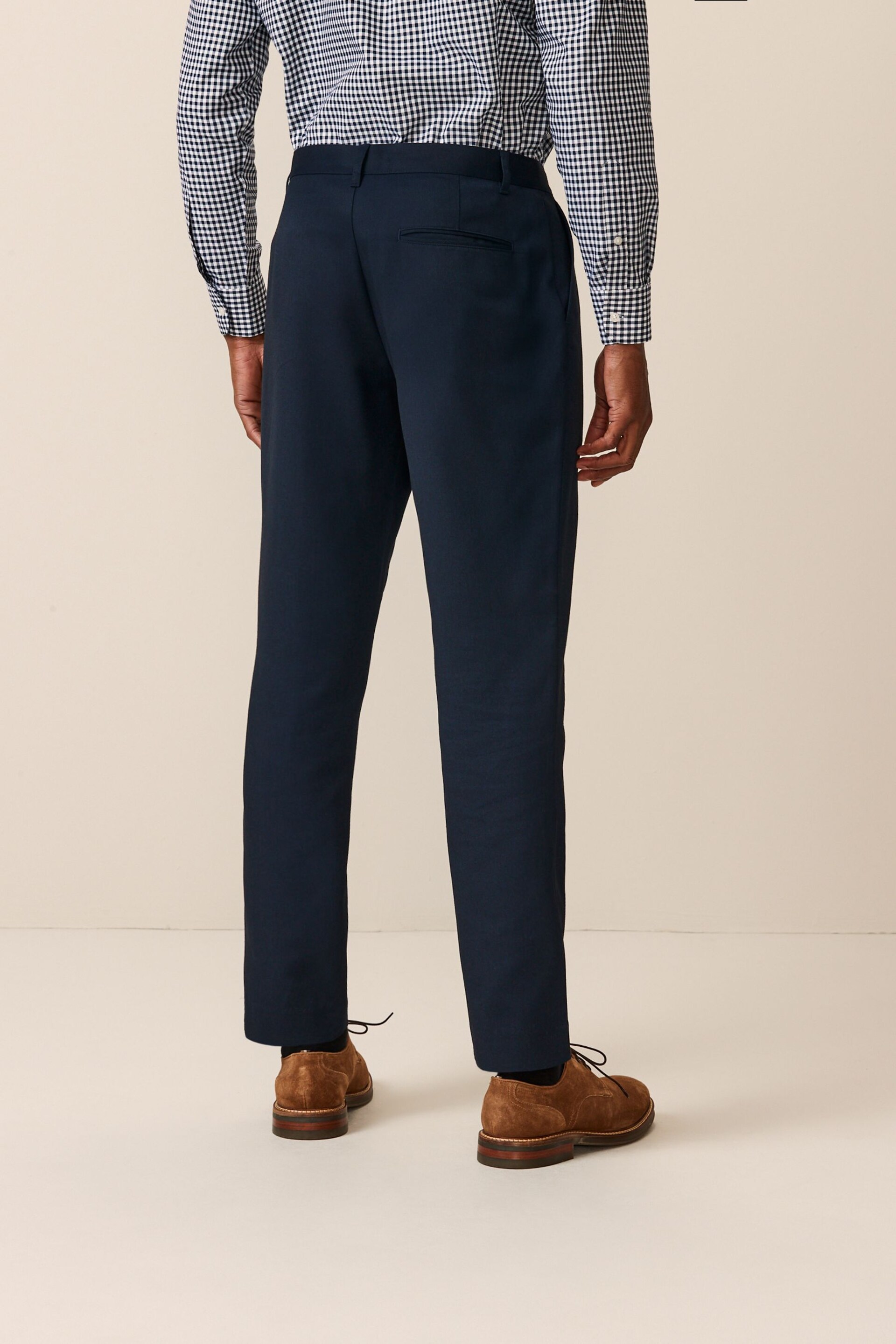 Navy Slim Plain Front Smart Trousers - Image 3 of 9