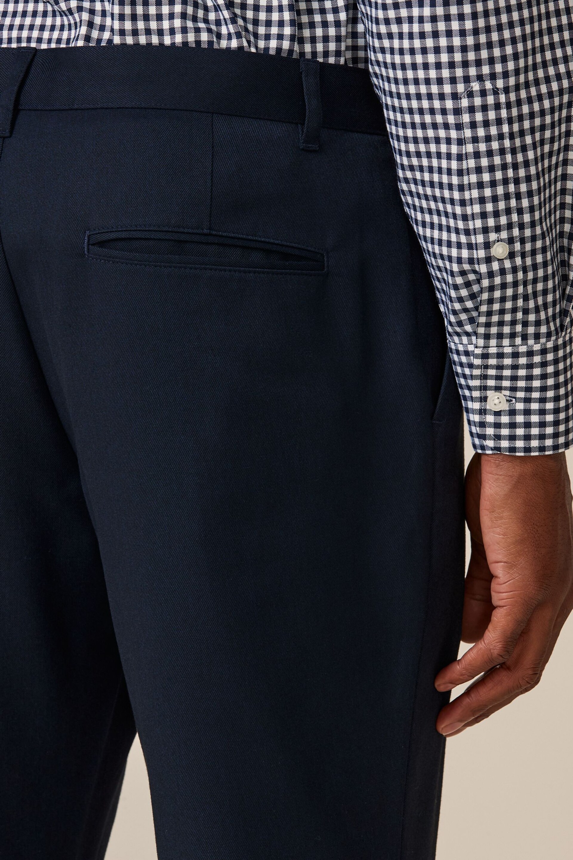 Navy Slim Plain Front Smart Trousers - Image 6 of 9
