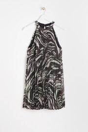 Oliver Bonas Black Sparkle Stripe Halter Neck Mini Dress - Image 4 of 8