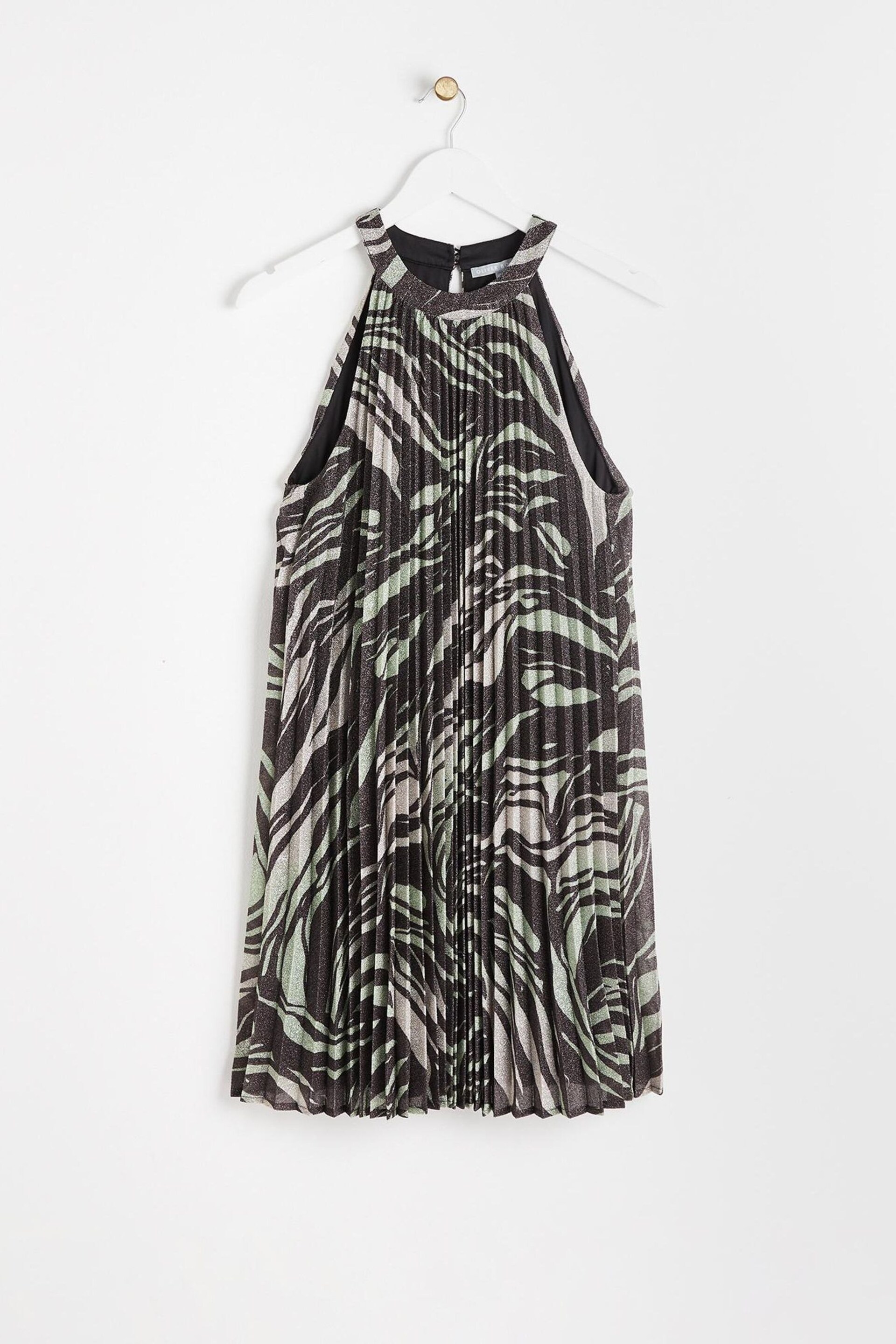 Oliver Bonas Black Sparkle Stripe Halter Neck Mini Dress - Image 4 of 8