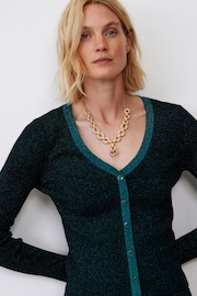 Oliver Bonas Green Sparkle Mirrorball Knitted Cardigan - Image 3 of 8