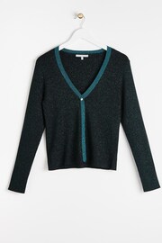 Oliver Bonas Green Sparkle Mirrorball Knitted Cardigan - Image 4 of 8