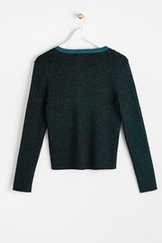 Oliver Bonas Green Sparkle Mirrorball Knitted Cardigan - Image 5 of 8