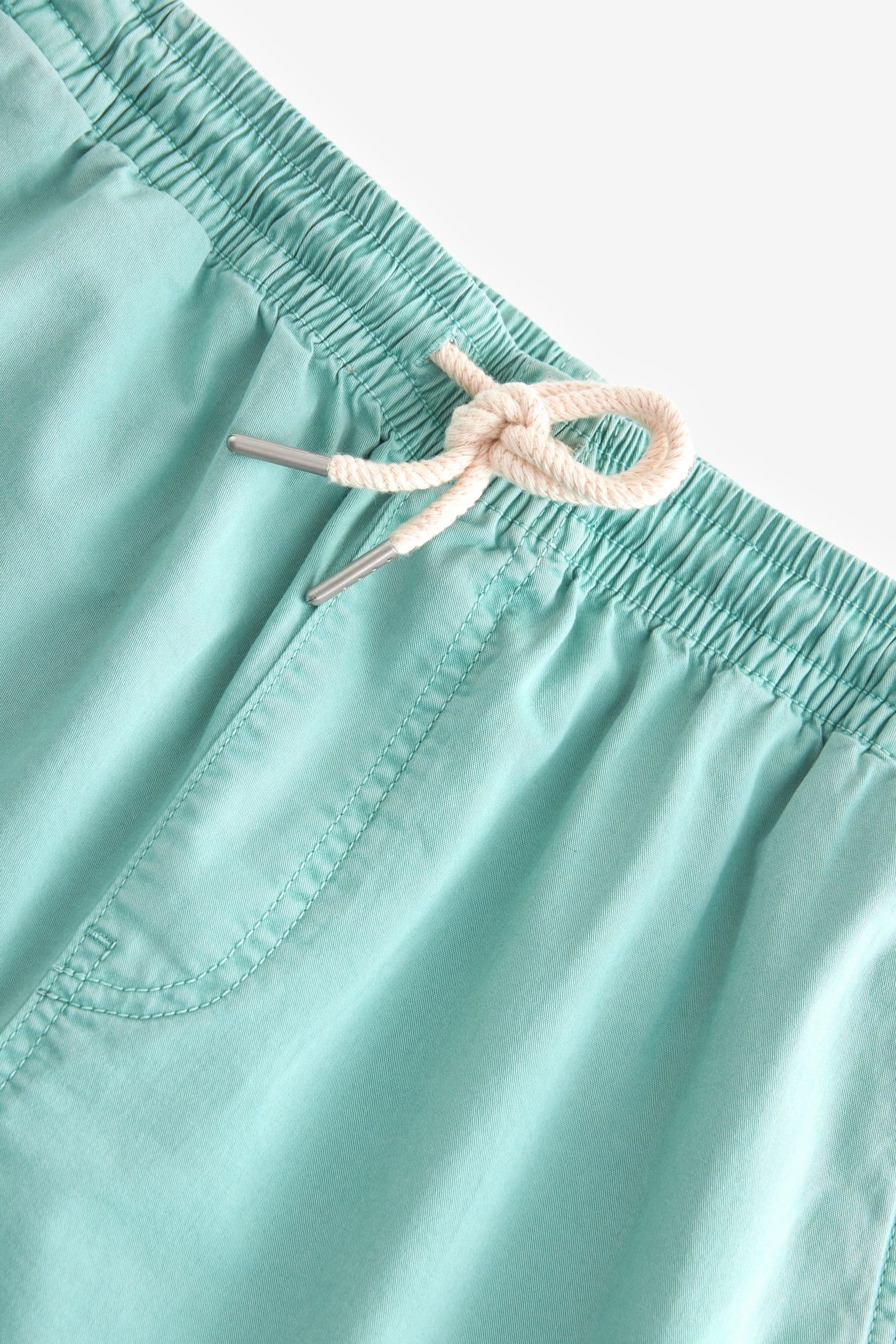 Aqua Blue Washed Cotton Elasticated Waist Shorts - Image 7 of 10