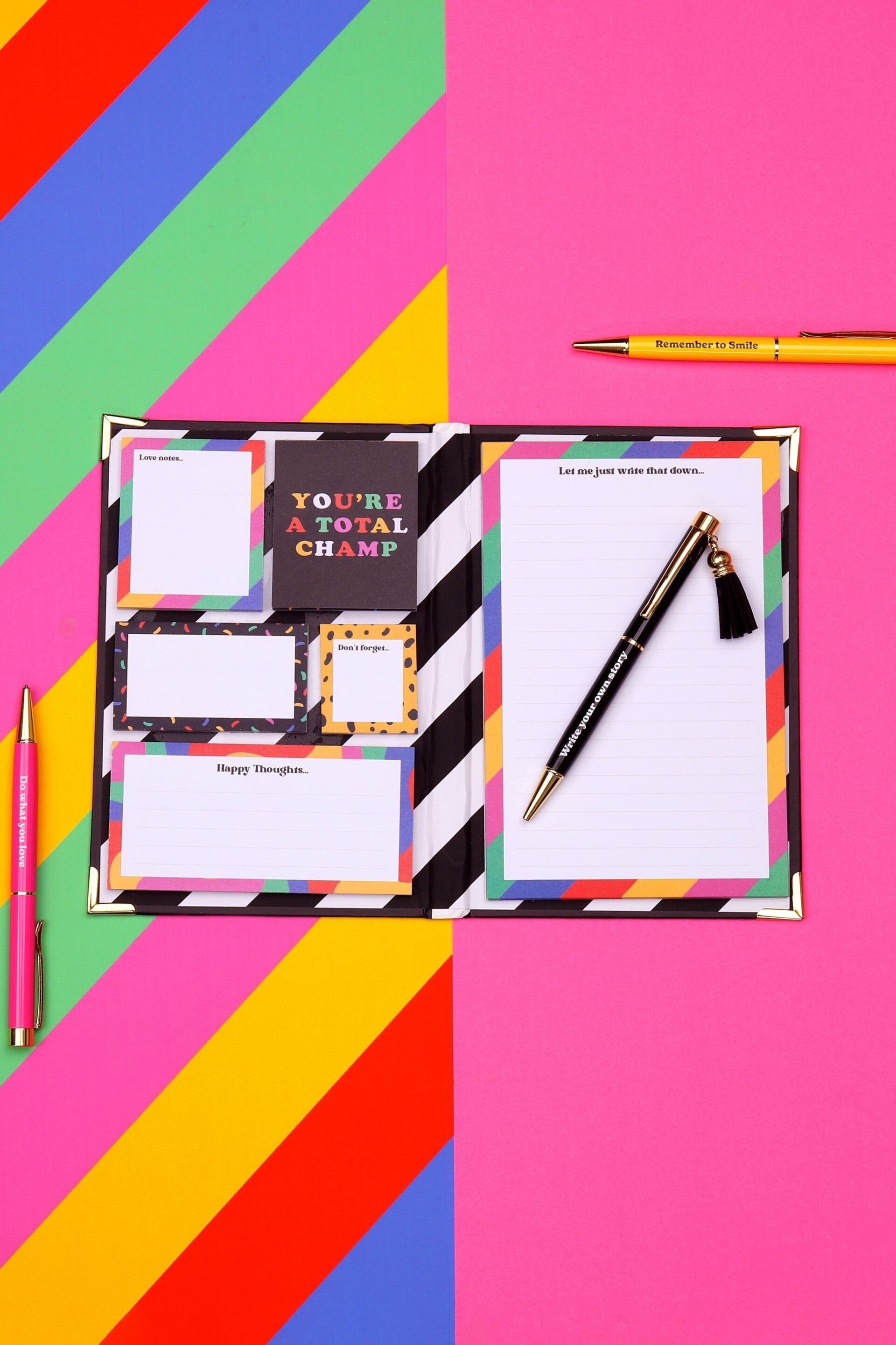 Tache Positivity Sticky Notebook & 3 Pack of Positivity Pens - Image 1 of 3