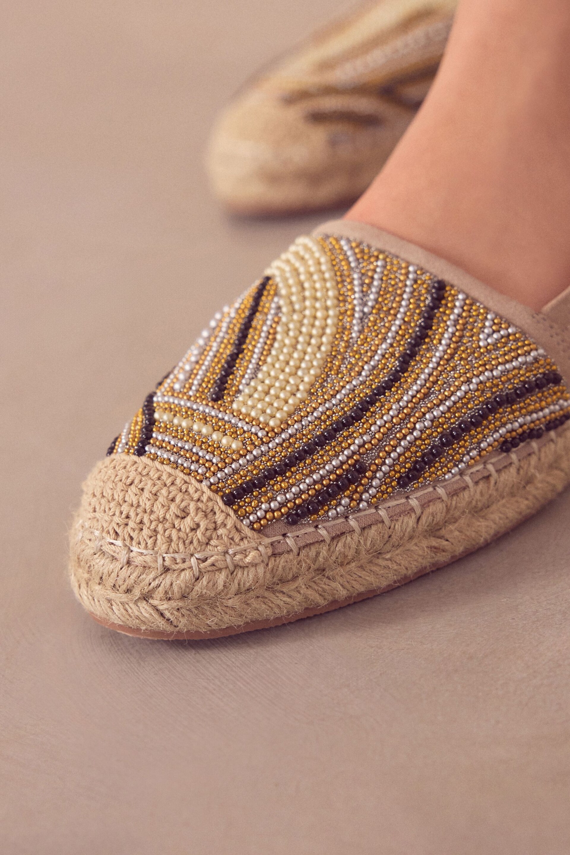 Metallic Forever Comfort® Beaded Espadrilles - Image 3 of 9