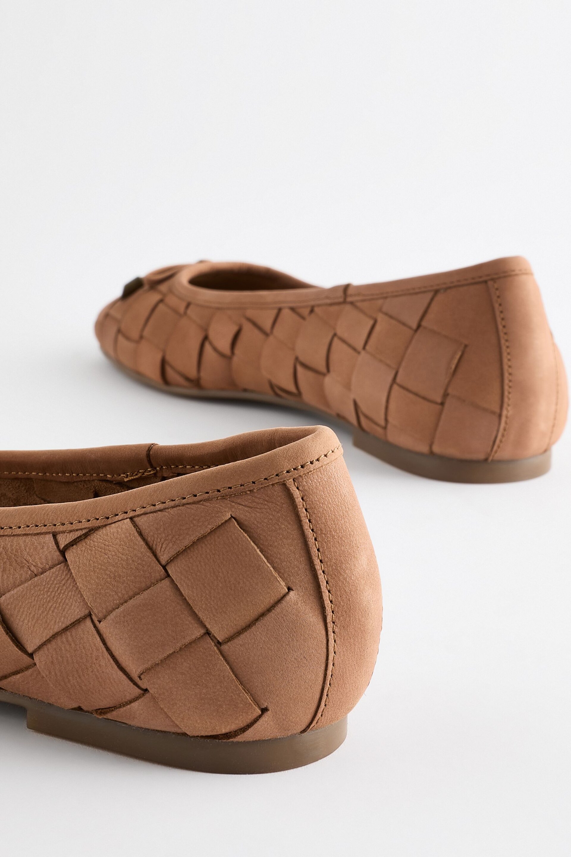 Tan Brown Forever Comfort® Leather Weave Ballerinas - Image 6 of 8
