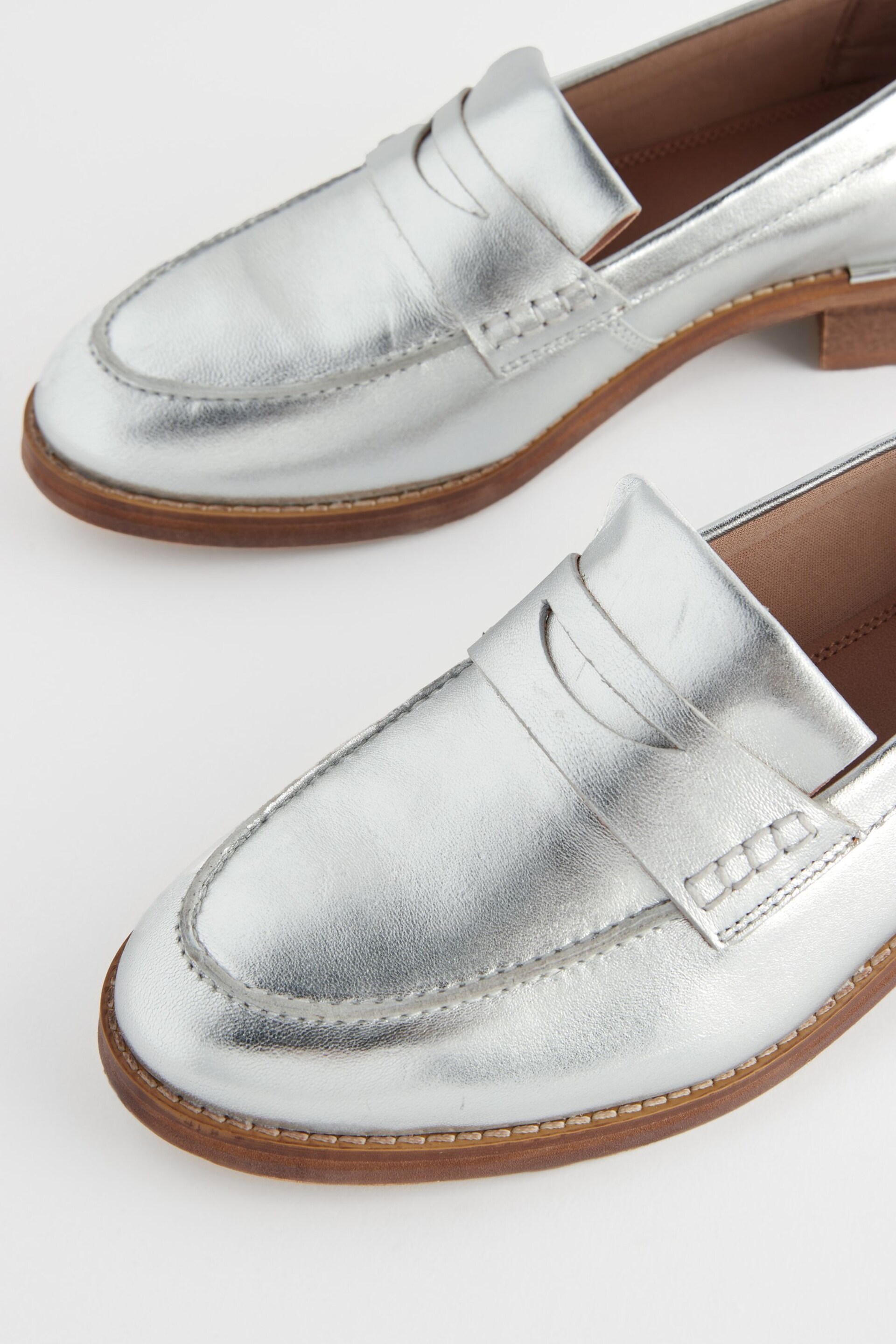 Silver Forever Comfort® Leather Suede Back Trim Detail Loafers - Image 5 of 6