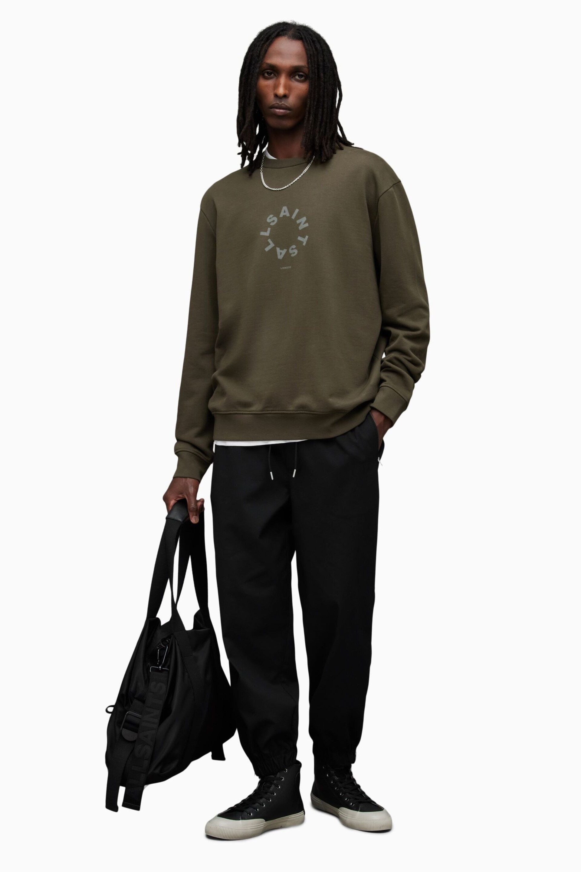 AllSaints Green Tierra Crew Sweater - Image 4 of 7