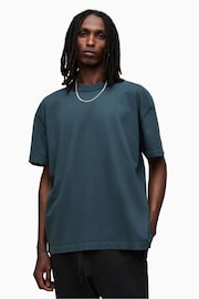 AllSaints Blue 100% Cotton Isac Short Sleeve Crew T-Shirt - Image 1 of 7