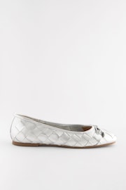 Silver Forever Comfort® Leather Weave Ballerinas - Image 3 of 8